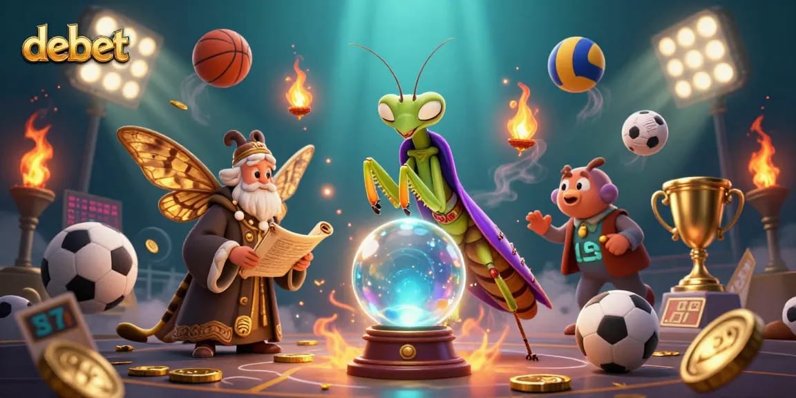 Bet on debet with animated characters exploring vibrant casino elements and sports.