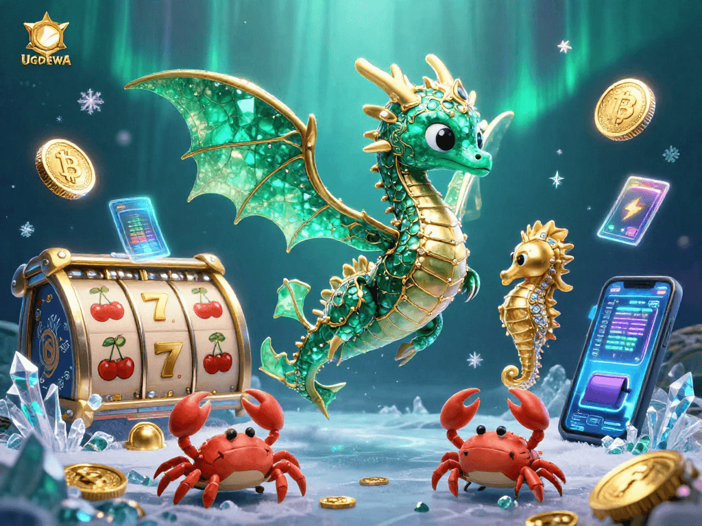 Experience the excitement of gambling with UGDEWA as the radiant sea dragon leads through vibrant slot games and crypto treasures.
