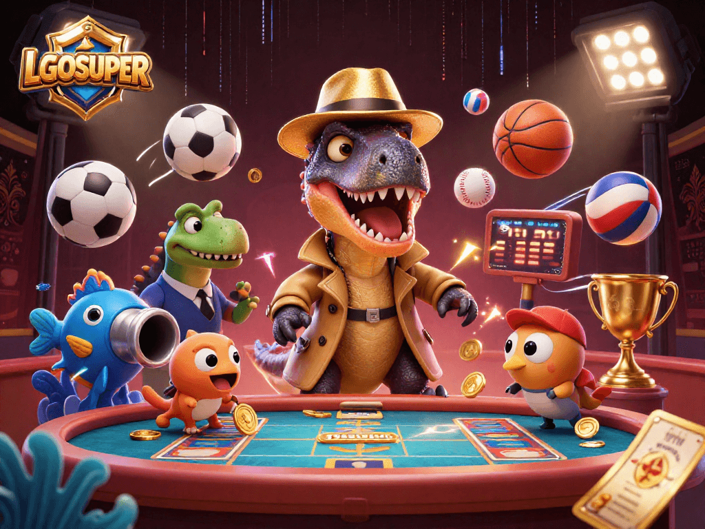Engage with LGOSUPER's exciting fish shooting game, featuring vibrant characters and action-packed elements.
