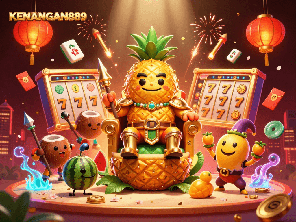 KENANGAN889's animated slot scene sparks excitement with vibrant characters, reels, and gaming elements.