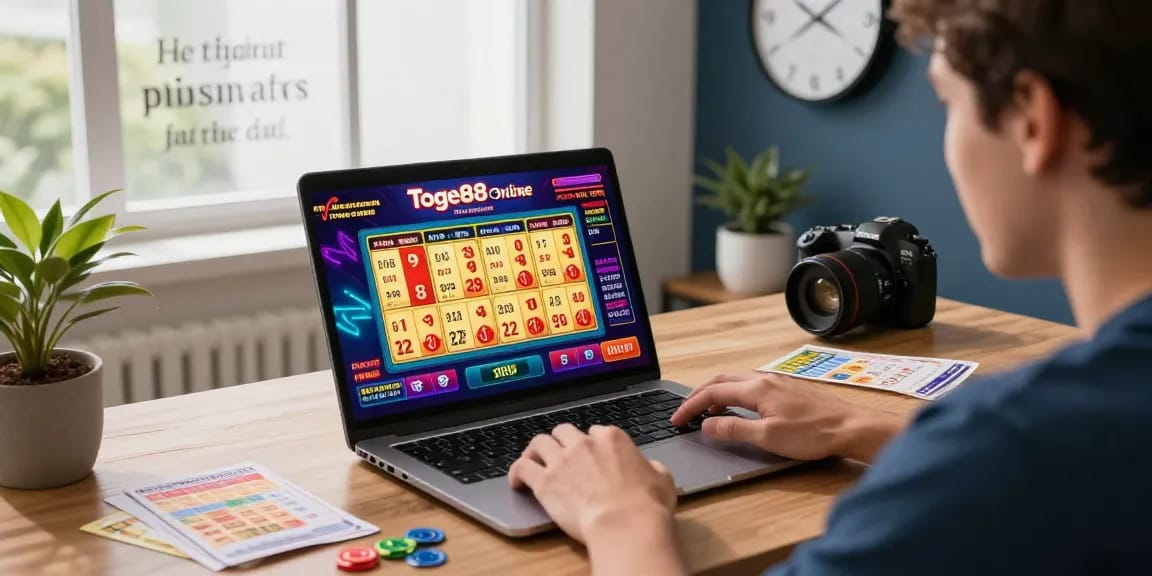 Player actively engaging with Togel88 Online on a vibrant digital platform, highlighting colorful gaming graphics and excitement.