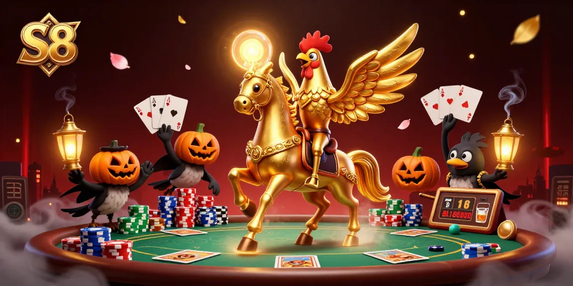 S8 players enjoy vibrant games at a casino illuminated by lanterns and dramatic lighting.