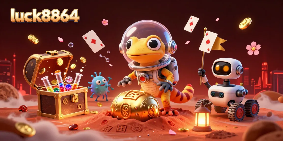 Experience thrilling gaming adventures at luck8864 with vibrant Martian gecko and casino treasures!