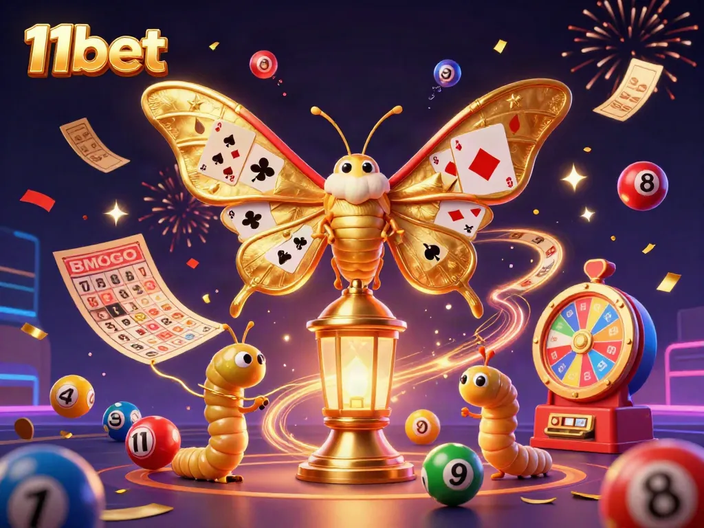 Experience vibrant casino thrills with 11bet's golden moth and lively lottery elements.