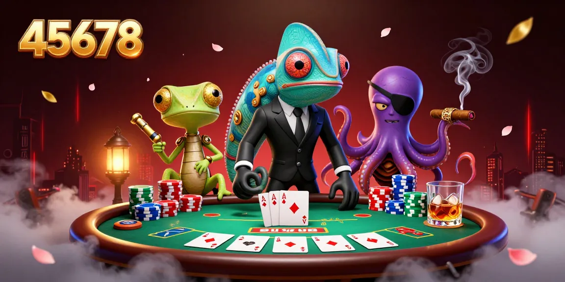 Experience the thrill of 45678 casino gaming with colorful chips, poker cards, and dynamic characters in an action-packed scene.