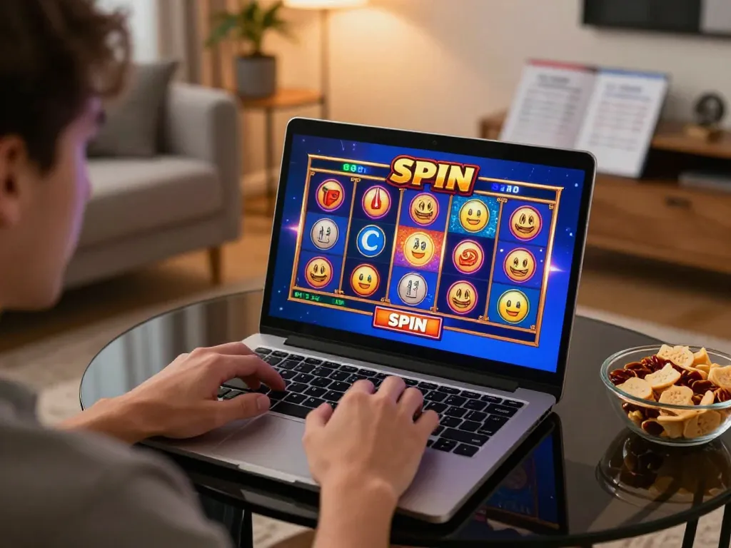 Experience the thrill of Sloot Online with engaging gameplay in a cozy home environment.