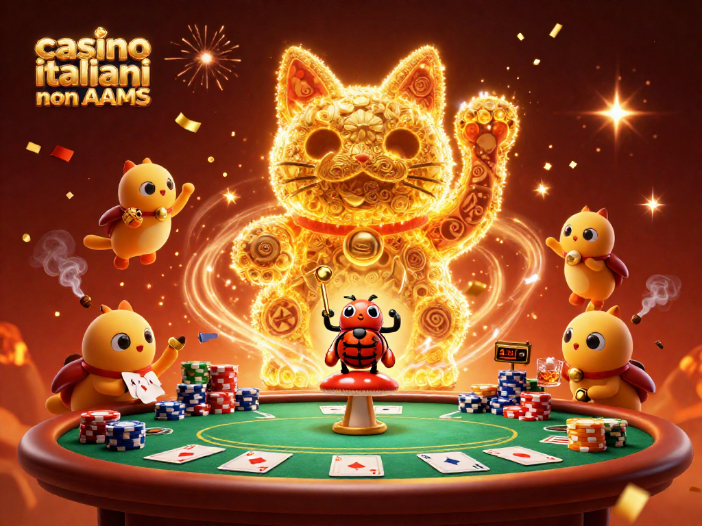 Immagine di casino italiani non AAMS con fuochi d'artificio e simboli casinò che brillano.