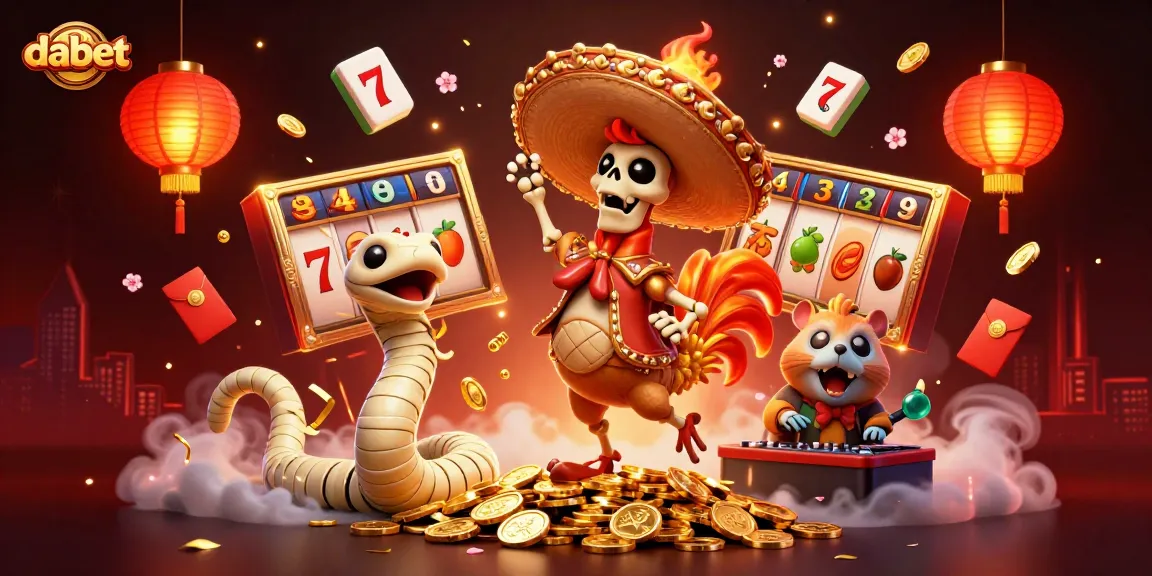 Join the excitement at dabet with a lively digital illustration featuring vibrant casino elements.