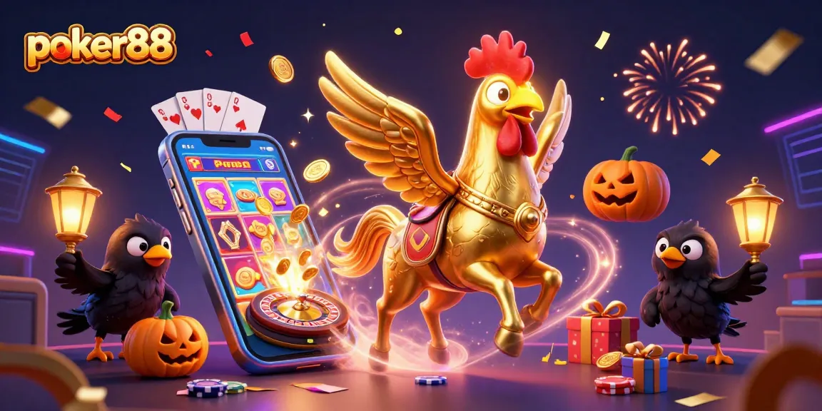 Engage in the immersive experience of poker88, where a magical casino scene unfolds with thrilling gaming action.
