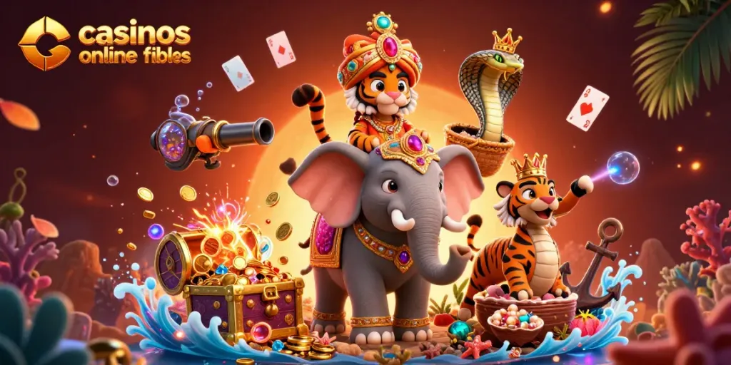 Juega en casinos online fiables con el tigre maharaja en un escenario de oro y tesoros marinos.