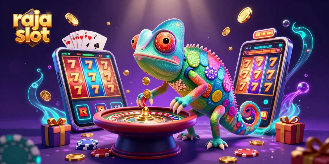 Experience exciting raja slot action in this vibrant 3D casino illustration.