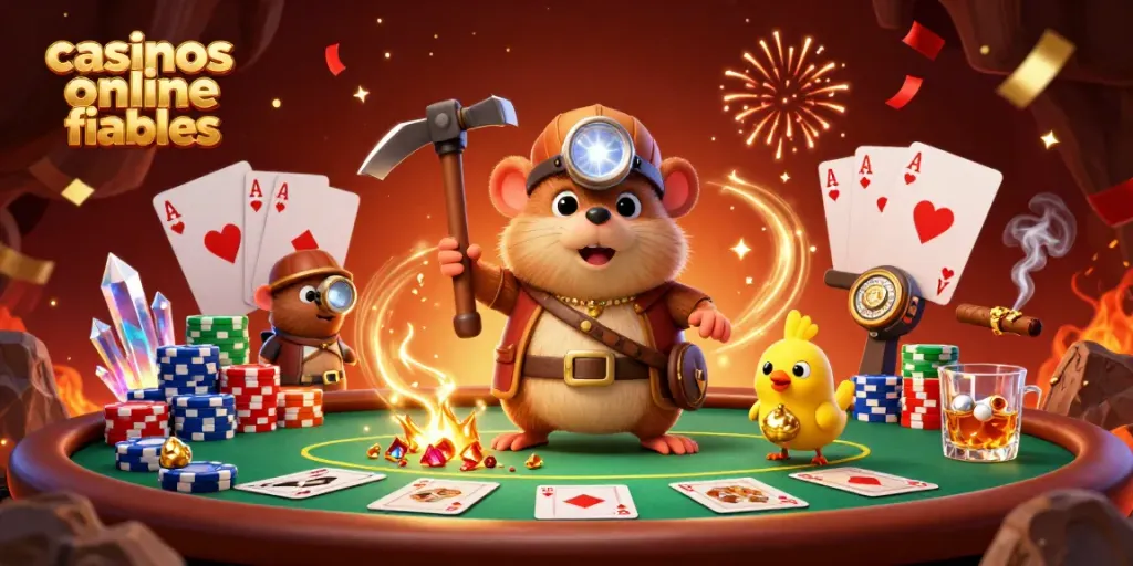 Descubre los casinos online fiables mientras el topo y su canario celebran entre fichas y cartas.