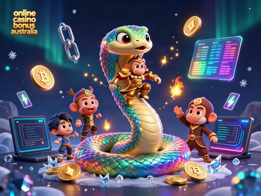 Engage with an online casino bonus Australia scene featuring magical gaming elements and vibrant characters.