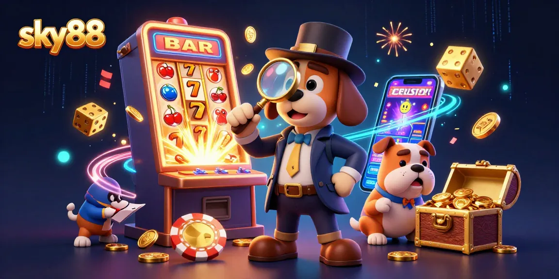 Join the detective duo in sky88's thrilling journey through a vibrant casino adventure filled with treasures.