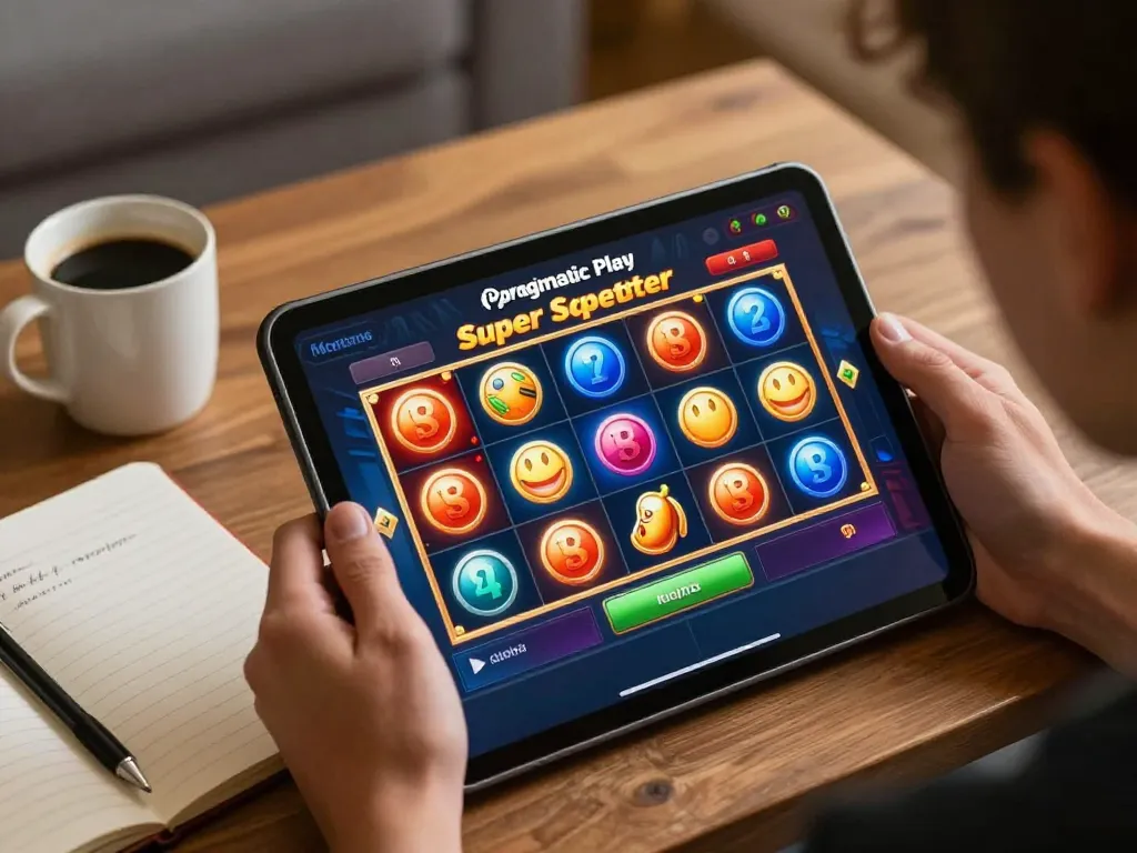 Player enjoying Pragmatic Play Super Scatter slots with rosalindinnovations strategy in a cozy gaming setup.