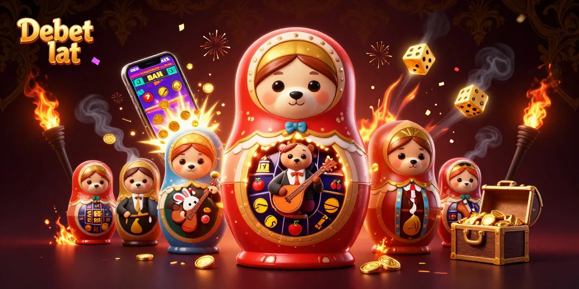 Unlock thrilling experiences with Debet lat's colorful gaming scene featuring vibrant characters and casino elements.