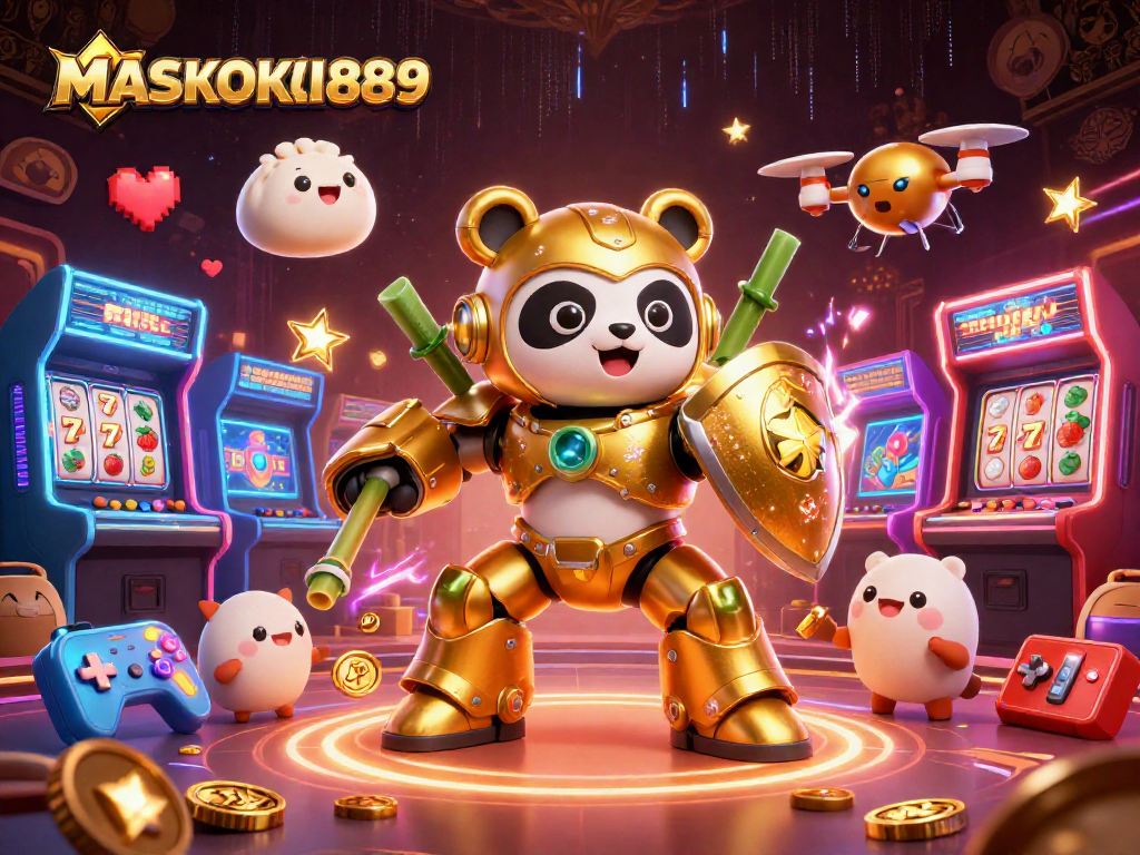 Experience the excitement of MASKOKI889 in a dynamic casino battle with colorful game elements.