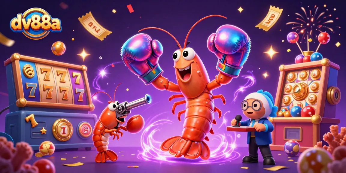Experience winning moments with dv88a as a vibrant mantis shrimp and friends celebrate casino excitement.