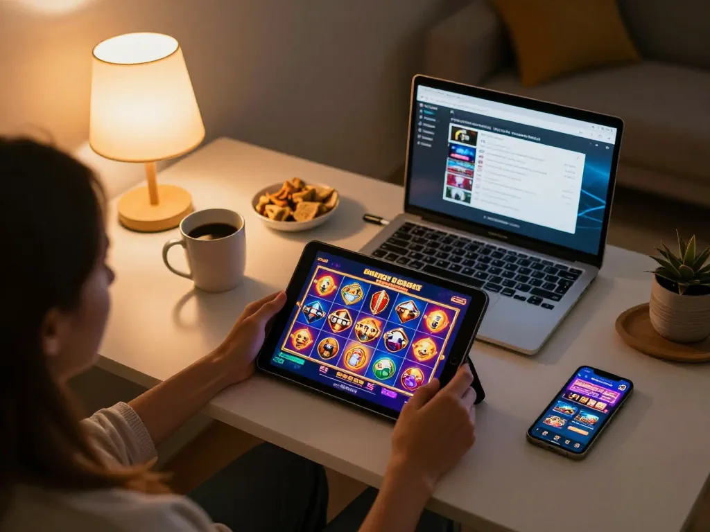 Engaging in online slots with emailcopyguru strategies in a cozy home gaming setup