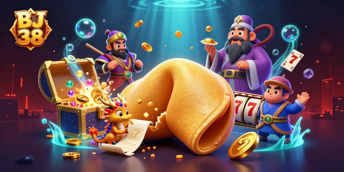 Engage in exciting gameplay at BJ 38 with a captivating fortune cookie-themed 3D illustration.