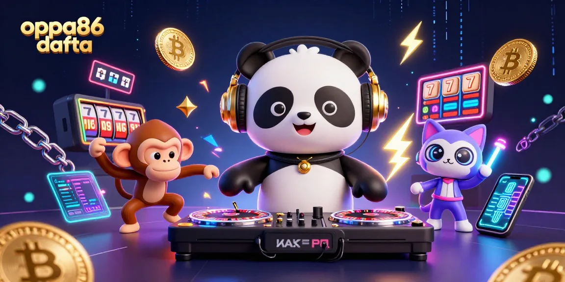 Experience thrilling fun with oppa86 dafta in this vibrant casino-themed illustration featuring animated characters.