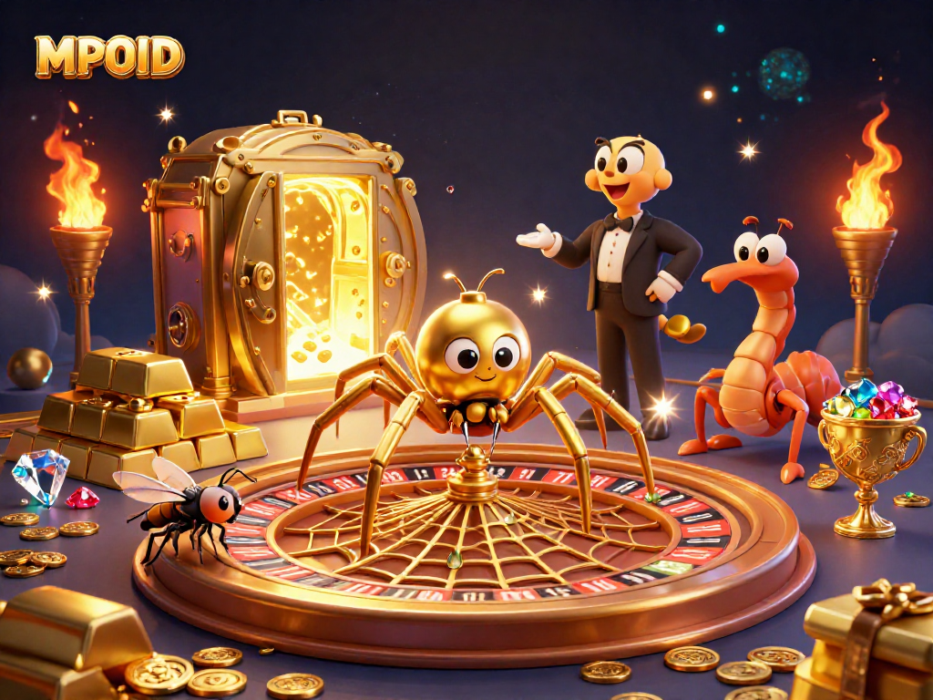 MPOID engages players with a dynamic roulette-themed illustration showcasing thrilling betting action.