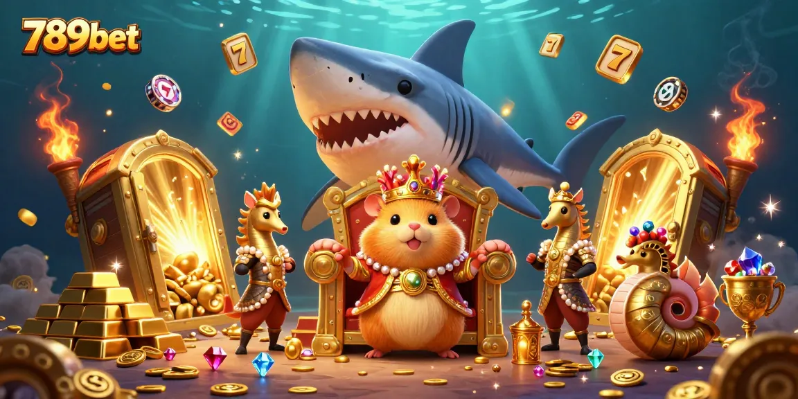Experience thrilling slots action at 789bet with a majestic golden hamster king and dynamic treasures.
