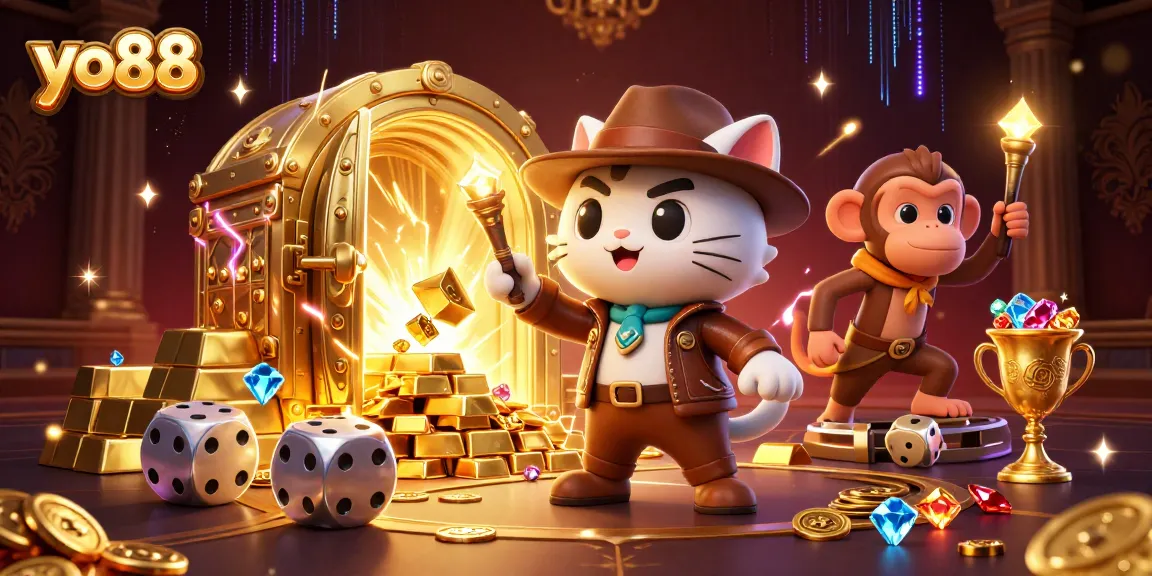 Experience thrilling adventures with yo88 in a vibrant 3D casino treasure hunt.