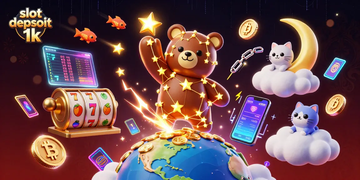 Play thrilling games and win with slot depsoit 1k in a vibrant 3D illustration packed with casino excitement.