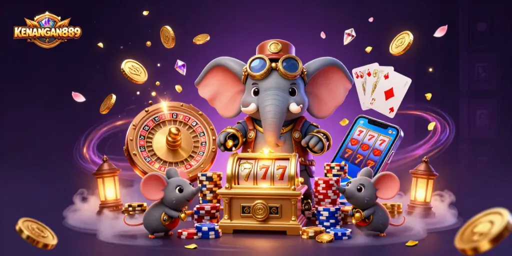 Experience the excitement of KENANGAN889 with a steampunk elephant winning at slots.