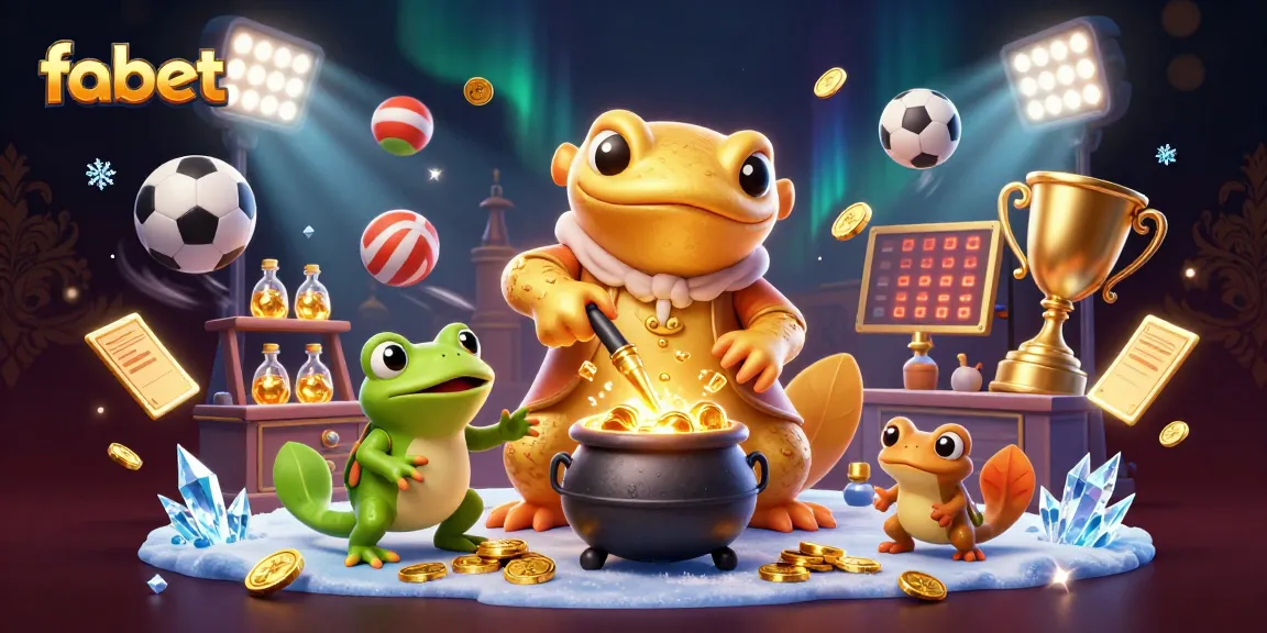 Experience fabet's vibrant casino scene with a golden salamander alchemist and dynamic sports elements.