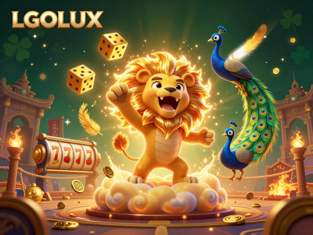Experience high-stakes excitement with LGOLUX's vibrant 3D scene featuring casino elements and dynamic characters.