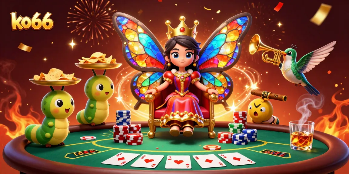 Engage in thrilling poker action at ko66 with a vibrant 3D illustration full of energy.