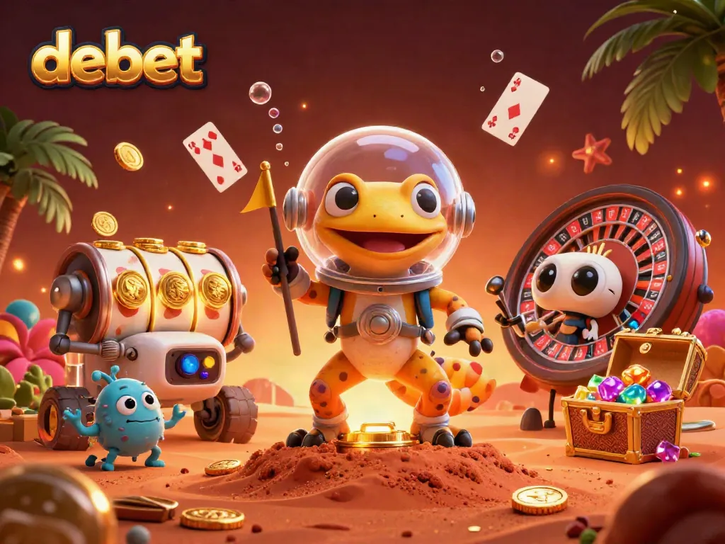 Engage with Debet's thrilling online casino experience featuring vibrant games, gold coins, and high-energy gameplay.