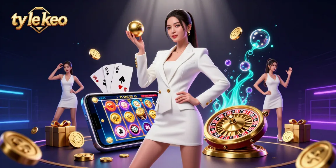 Experience the excitement of ty le keo with vibrant online gaming elements in a glamorous casino scene.