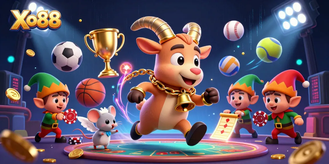 Xo88 showcases lively casino action with Krampus and festive characters amid exciting game elements.