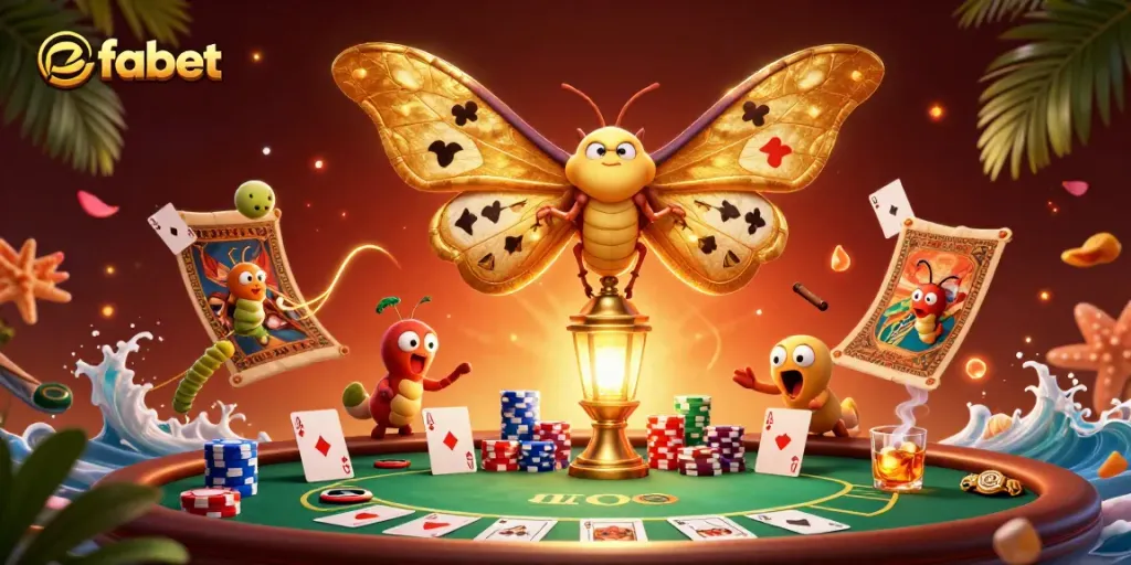 Experience vibrant casino action with fabet, showcasing poker elements and stunning creatures.
