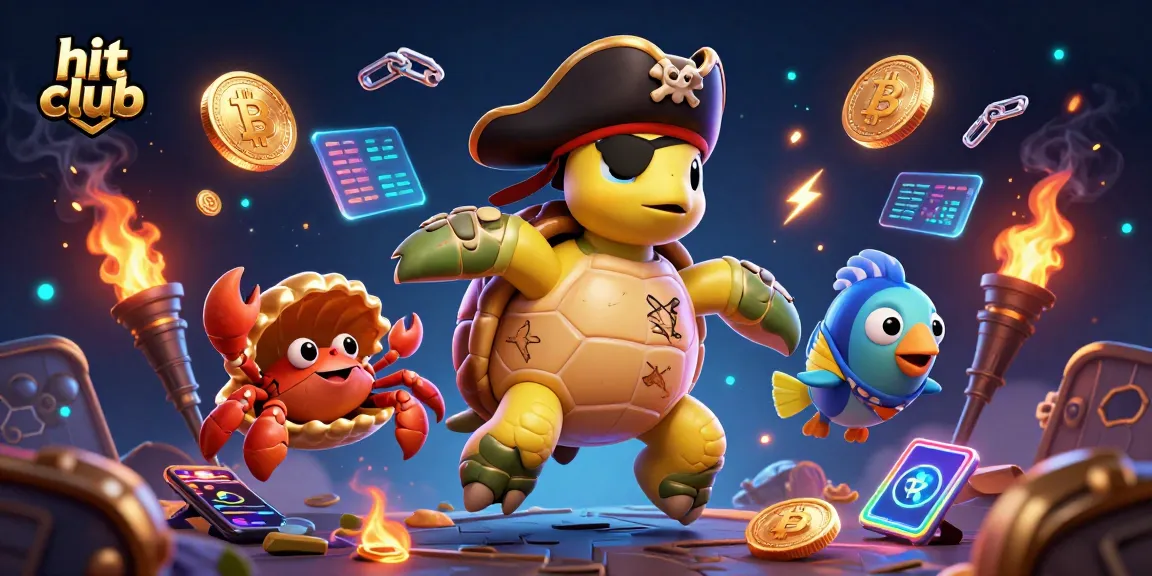 Engage in thrilling action at hit club with vibrant treasure and crypto-themed elements.