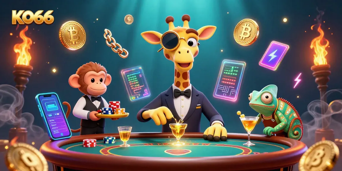 Engage with KO66 by experiencing elite gaming with 3D characters in a vibrant casino scene
