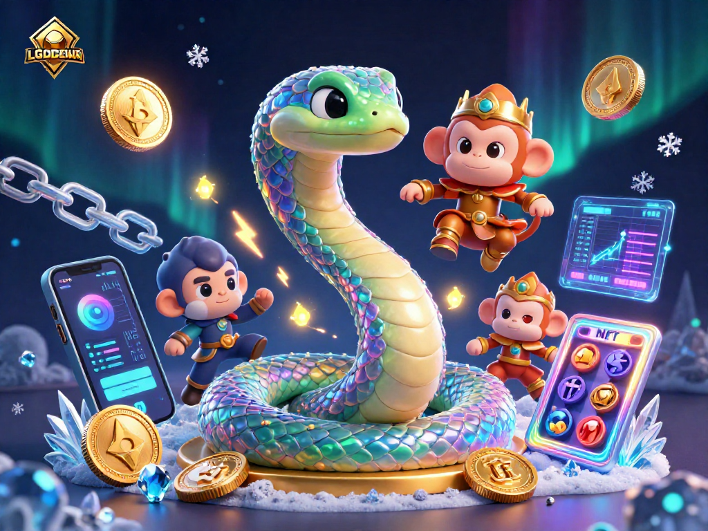 Experience the excitement of LGODEWA with a 3D casino scene featuring vibrant characters and crypto elements