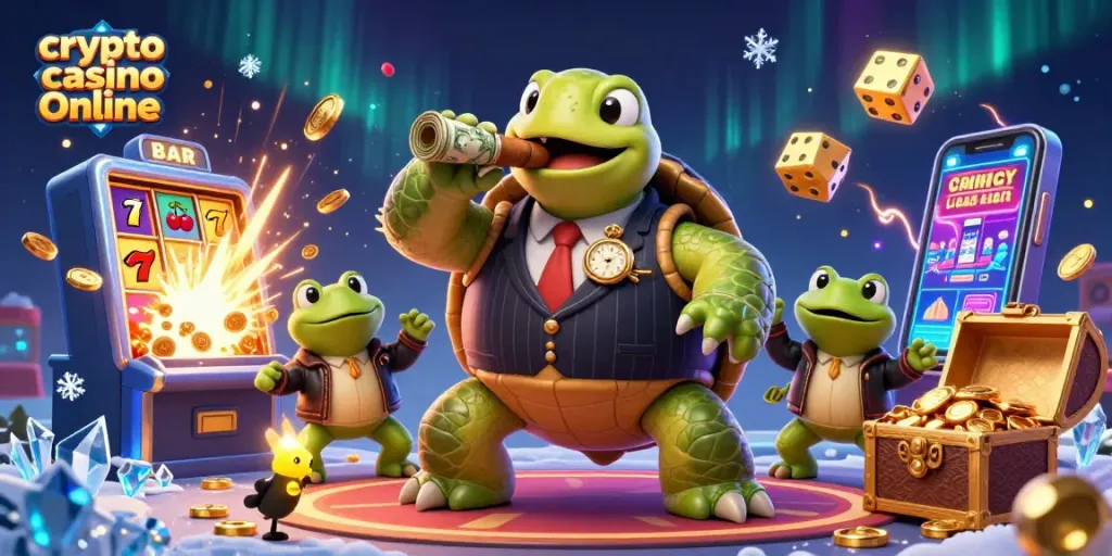 Gioca ai migliori giochi con criptovalute nel crypto casino online con la tartaruga e le rane.