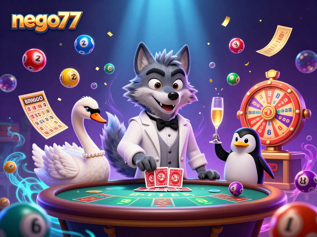 Experience thrilling gameplay at nego77 with animated characters and vibrant casino elements.