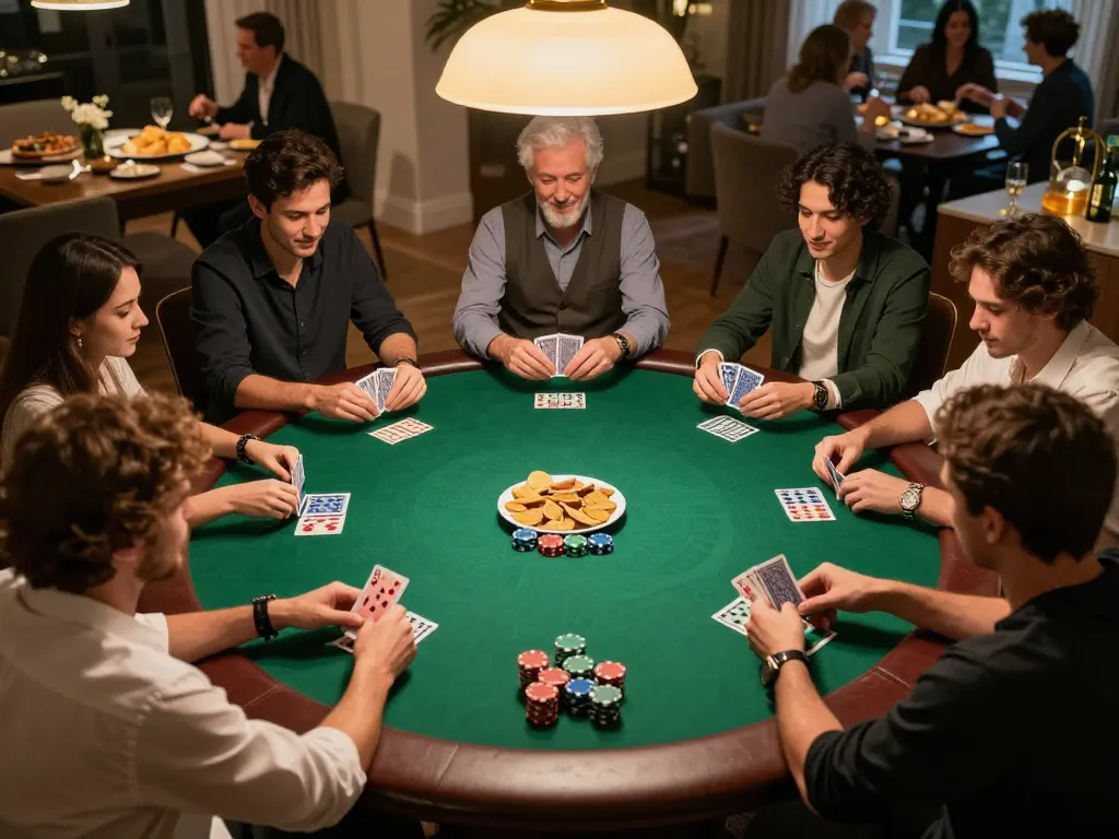 Engaging poker night with friends showcasing o8 gameplay strategy and vibrant social atmosphere.