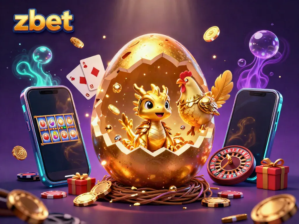 Experience the thrill of zbet with this vibrant 3D digital illustration showcasing a golden dragon and casino elements.