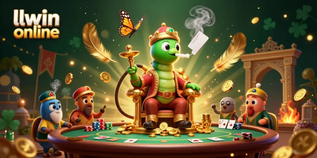 Engage in the vibrant world of llwin online, where a 3D caterpillar master enthralls with poker symbols and gold.
