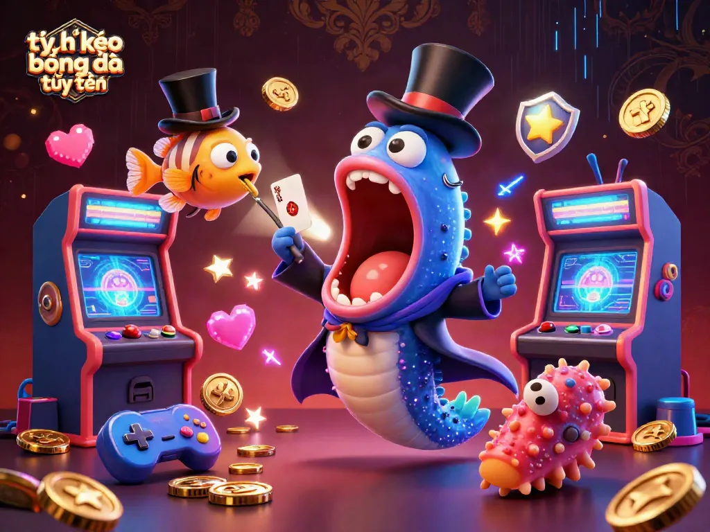 Tỷ lệ kèo bóng đá trực tuyến nổi bật với cảnh 3D sinh động về cá sâu bioluminescent và các yếu tố trò chơi hấp dẫn.