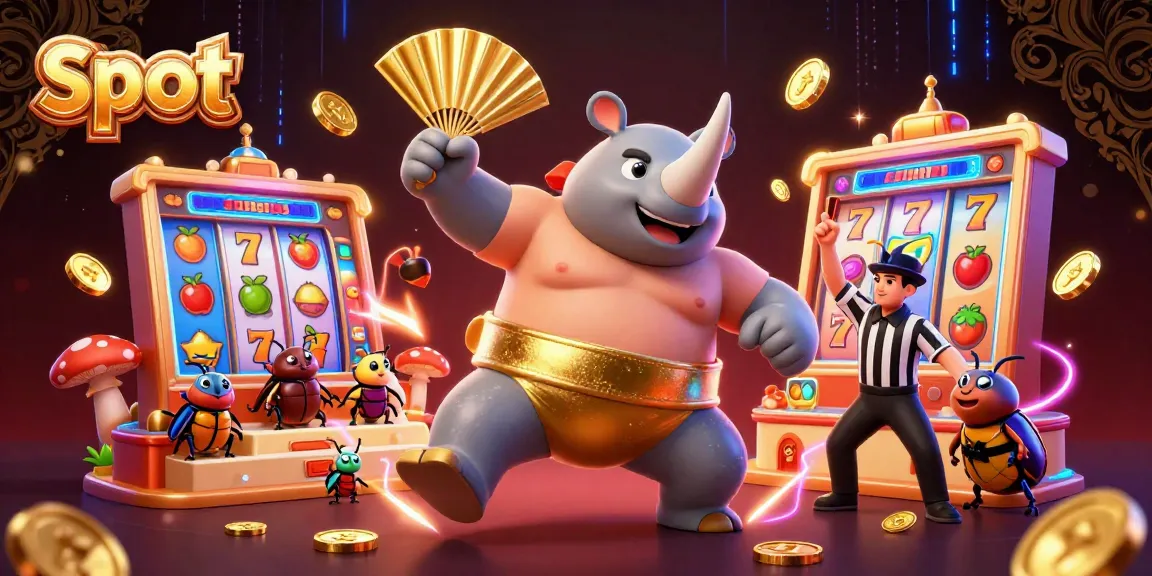 Spin slots in a vibrant, dynamic scene featuring 3D characters and glowing game elements.