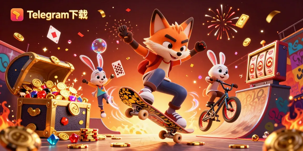 在充满活力的赌场环境中，与Telegram下载互动，享受滑板狐狸和BMX兔子动作满分的场景。