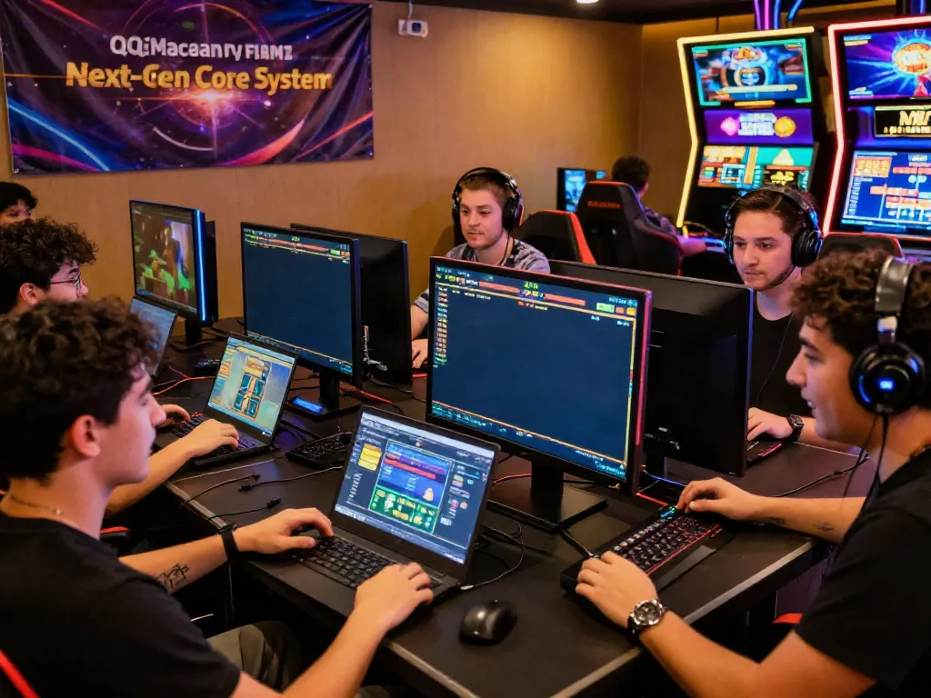 Group of gamers enjoying QQMacan alternatif with fast gameplay and exciting visuals