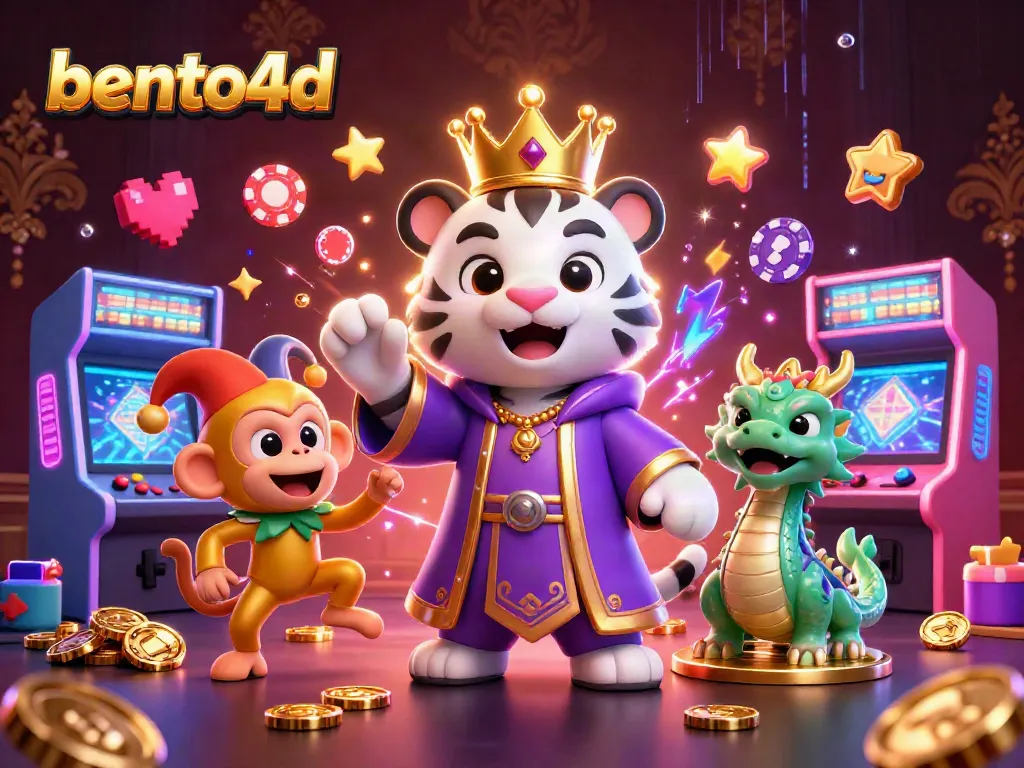 Bento4d showcases a vibrant casino scene with playful characters and dynamic gaming elements.